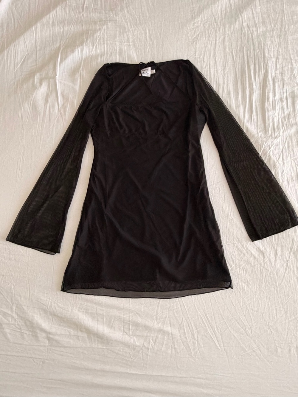 Princess Polly Black Long Sleeve Mesh Panel Dress